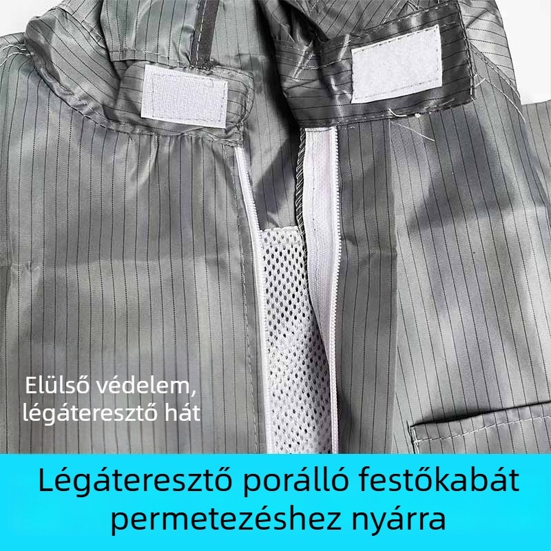 Autófestő overál hálós, légáteresztő anyagból, porálló, antistatikus, kopás- és piszokálló, egyrészes overall, szürke, méretek L–4XL