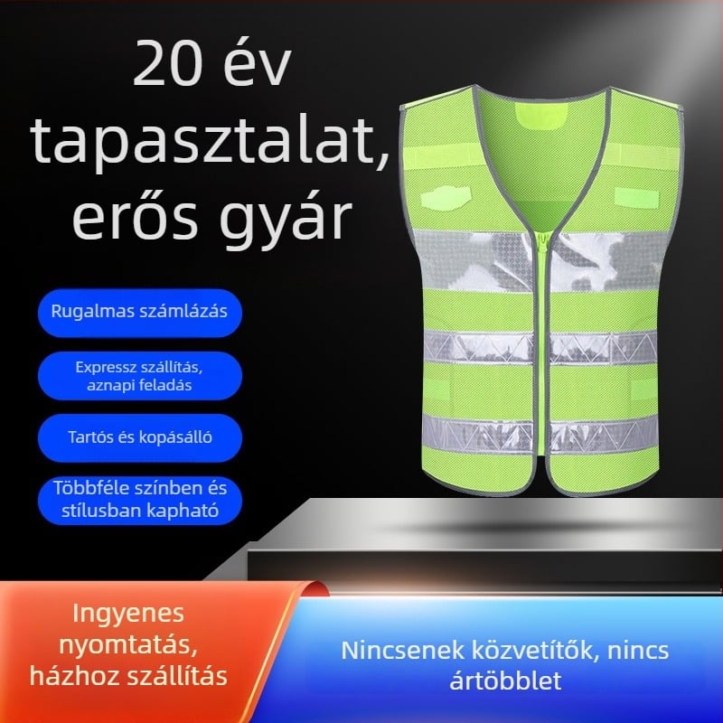 Forgalmi fényvisszaverő mellény járőrszolgálathoz és közúti igazgatáshoz, nyomtatott mellény
