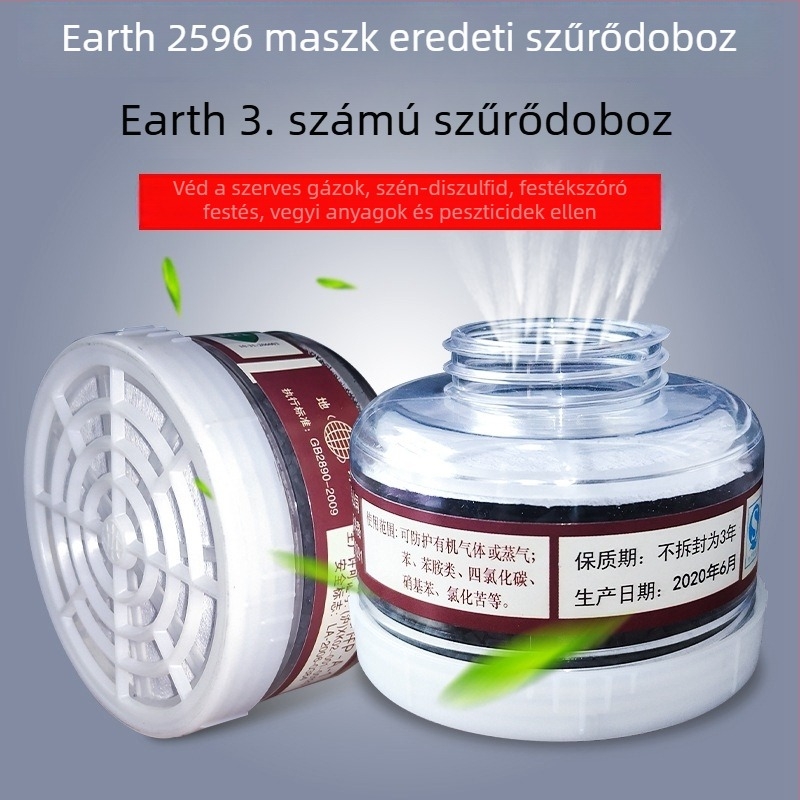 Earth márka 2596-3 Aktív szénszűrő doboz gázmaszkhoz – Cserélhető szűrő kazetta