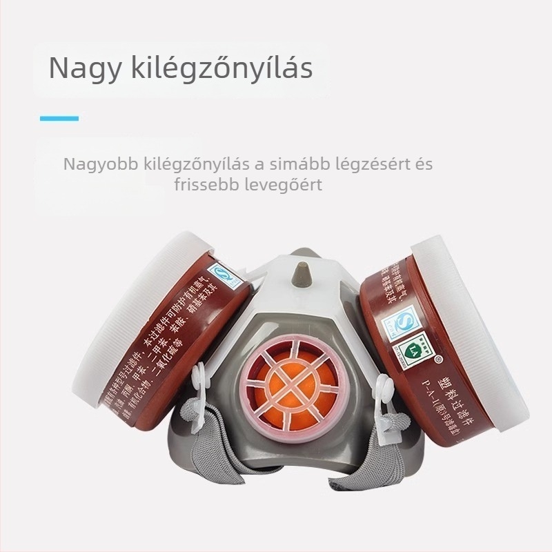 Puda FD-402 kétkazettás félmaszk, No.3 organikus gőzökhöz (acetone, benzol) és ipari por elleni védelem