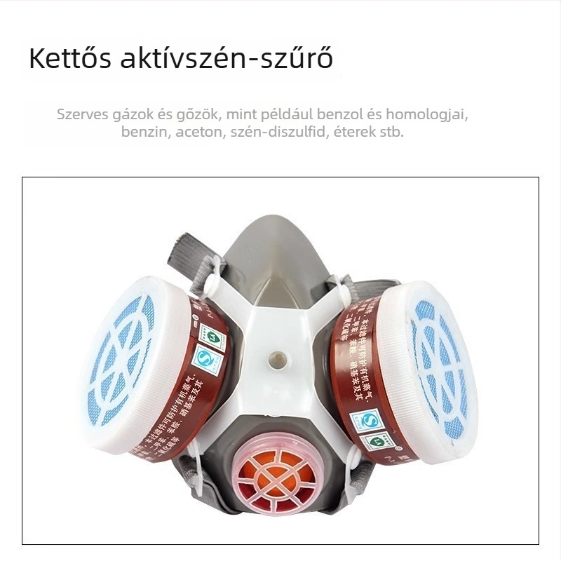 Puda FD-402 kétkazettás félmaszk, No.3 organikus gőzökhöz (acetone, benzol) és ipari por elleni védelem