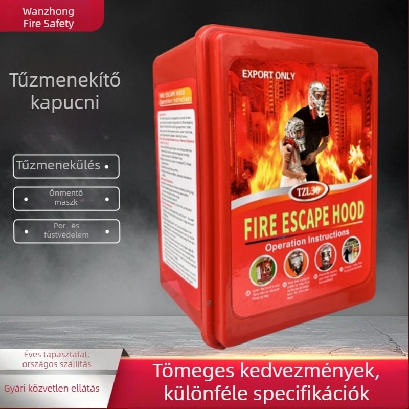 Tűzvédelmi belélegző maszk vírus- és füstszűrővel, önmentésre