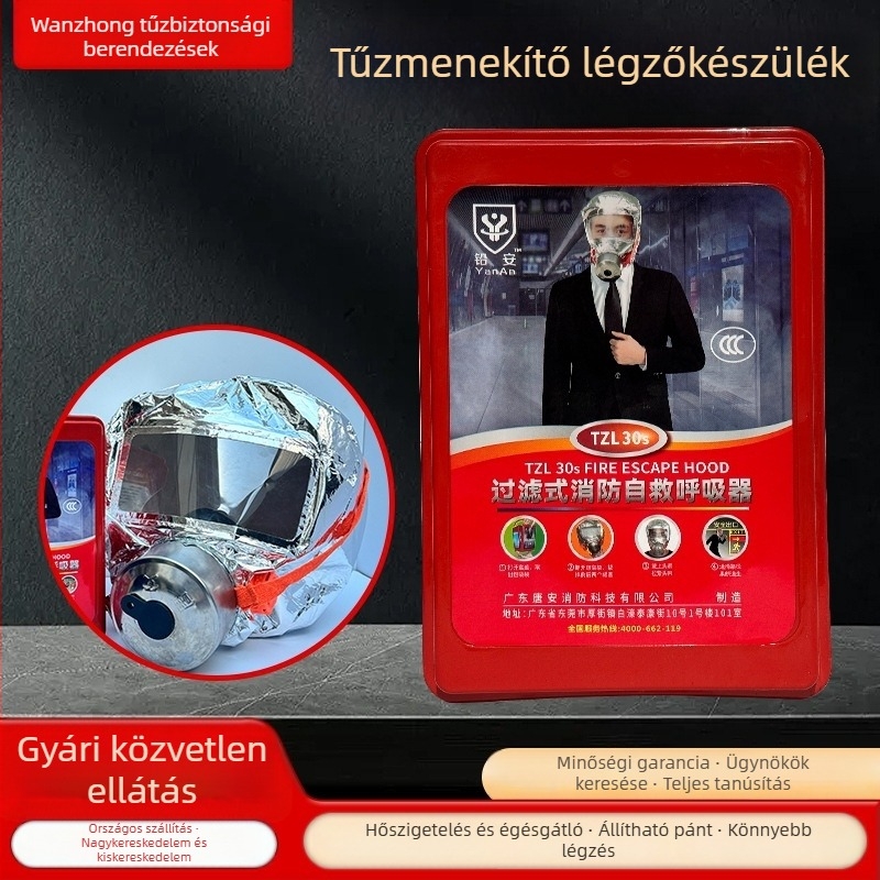 Tűzvédelmi belélegző maszk vírus- és füstszűrővel, önmentésre