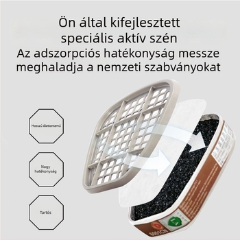 Aktívszén-szűrős gázmaszk, 6001/6002/6004 sorozat, kompatibilis a 6200-szal