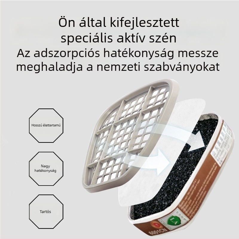 Aktívszén-szűrős gázmaszk, 6001/6002/6004 sorozat, kompatibilis a 6200-szal