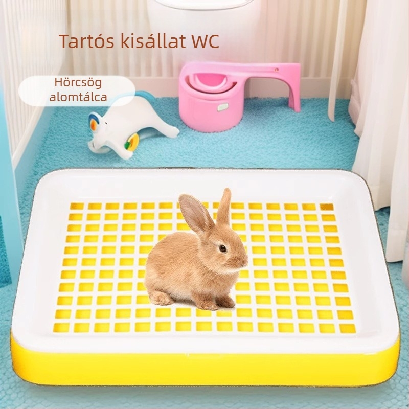 Kisállatok számára készült, sokoldalú, szélesebb és hosszabb toaletta eltávolítható sík panellel