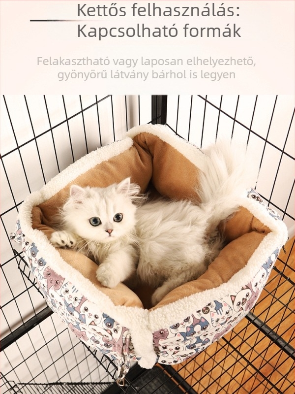 Macska függőfészek – téli meleg, kényelmes mind a négy évszakra, szőrbarát anyag, hercegnő-stílusú cicafekhely, kisállatbútor