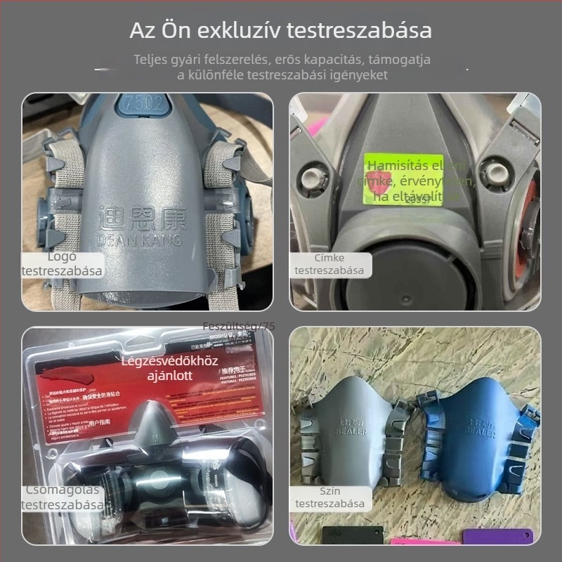 Testreszabott szilikon gázmaszk aktív szén szűrőbetéttel a formaldehid, festékpára és por elleni védelemre