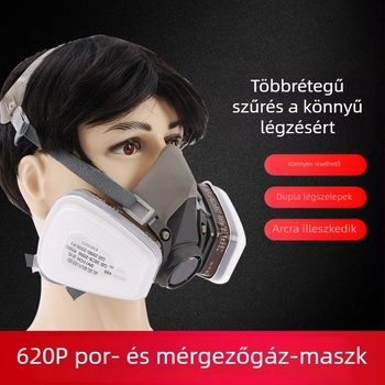 620P Porvédő maszk por és vegyi gázok ellen, kettős szűrővel, csiszoláshoz és festéshez