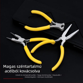 Ívelt végű mini fogó, 5 hüvelykes, villanyszerelőknek, vezetékek szigetelésének eltávolítása, többfunkciós drótfogó ívelt orral, ékszerész fogó