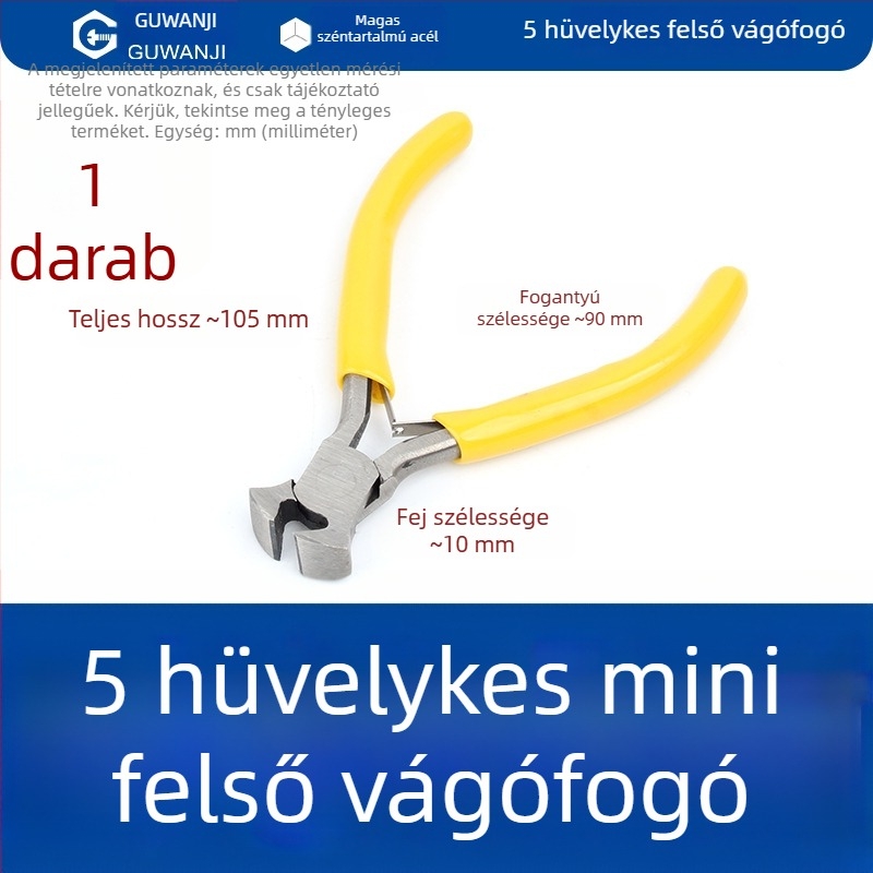 Ívelt végű mini fogó, 5 hüvelykes, villanyszerelőknek, vezetékek szigetelésének eltávolítása, többfunkciós drótfogó ívelt orral, ékszerész fogó