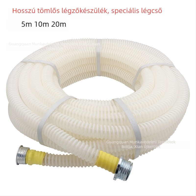 Teljes arcú gázmaszk hosszú csővel és PU merev légcsatornával, 5 m, 10 m vagy 20 m