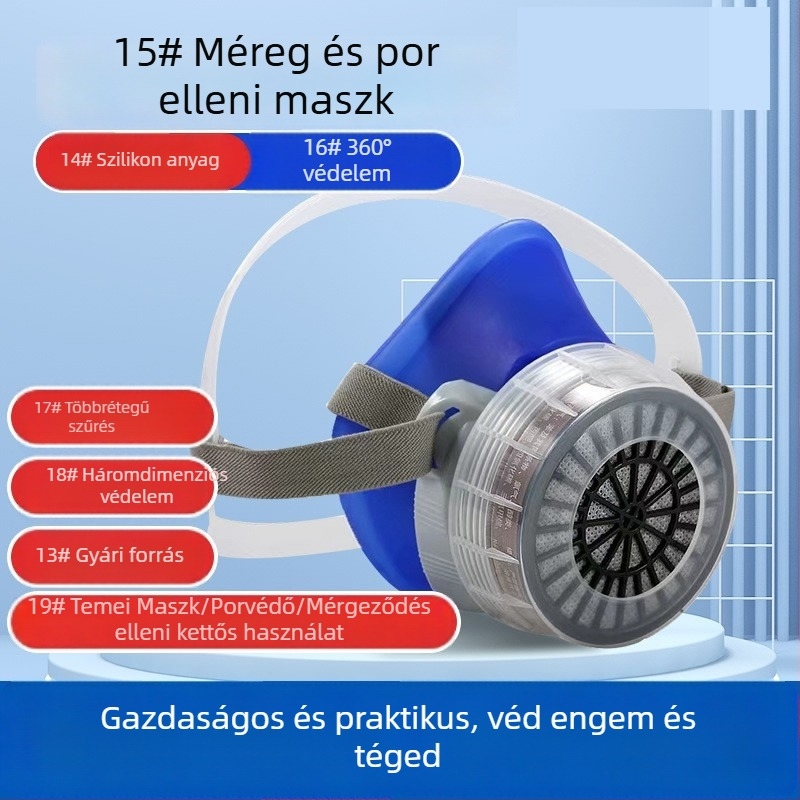 Temei szilikon gázmaszk aktív szénnel vegyi permetezéshez, formaldehid védelem, ipari porvédő