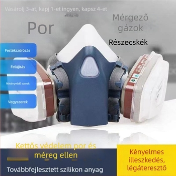7502 Szilikon gázmaszk KN95 szűrővel por, festés, ívhegesztés és vegyi ipar számára