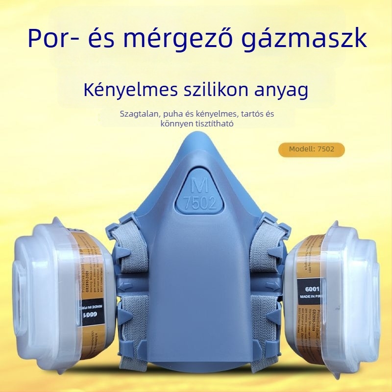 7502 Szilikon gázmaszk KN95 szűrővel por, festés, ívhegesztés és vegyi ipar számára