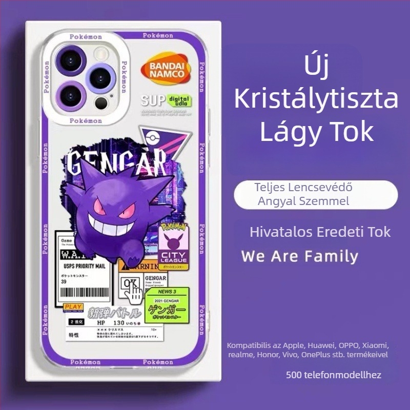 Gengar rajzfilm sorozatú TPU védőtok az iPhone 13, 12, 11 Pro Max és XR számára