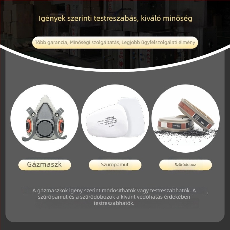 6200 gázmaszk személyre szabható és forma módosítással, toxikus gázok szűrése