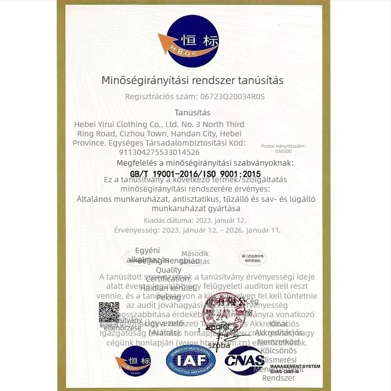 Sav- és lúgálló antistatikus munkaruha szett férfiaknak és nőknek, tavasz–ősz, tartós.