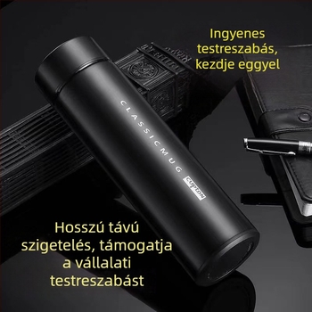 Okos termosz pohár egyetemistáknak, prémium kivitelezés, hőmérséklet-érzékelés, nagy kapacitás, 304 rozsdamentes acél, üzleti autóhoz