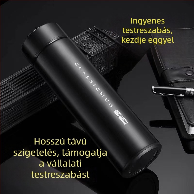 Okos termosz pohár egyetemistáknak, prémium kivitelezés, hőmérséklet-érzékelés, nagy kapacitás, 304 rozsdamentes acél, üzleti autóhoz