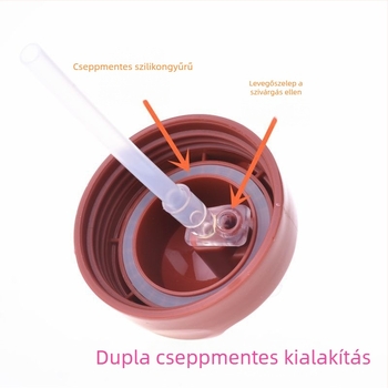 Gyerekeknek készült víz pohár, szivárgásmentes, szívószálas, fulladás elleni védelemmel, pánttal, óvodástól az iskolásokig