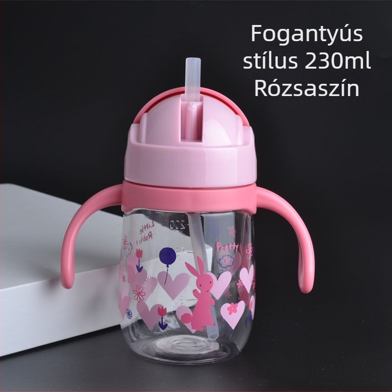 Gyerekeknek készült víz pohár, szivárgásmentes, szívószálas, fulladás elleni védelemmel, pánttal, óvodástól az iskolásokig