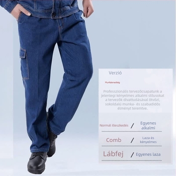 Férfi vastagított munkanadrág pamutból és denimből, kopásálló, lángálló, hegesztéshez