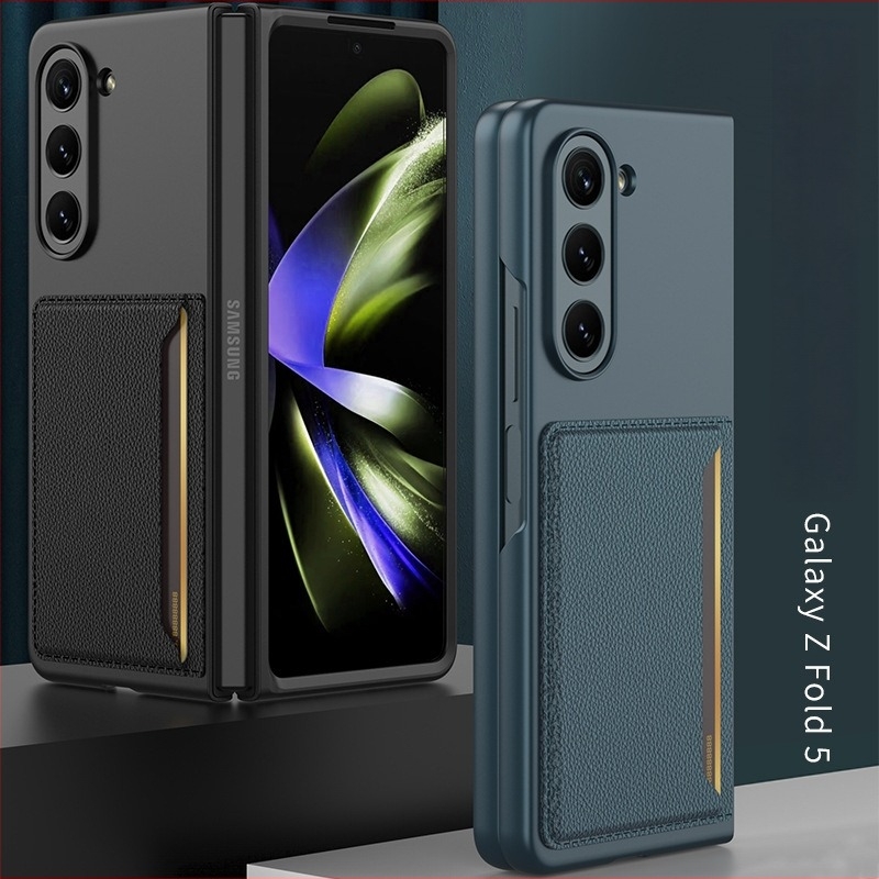 Samsung Galaxy Z Fold5 tok kártyatartóval, matt TPU, hajtogatható pénztárca-stílusú védőtok