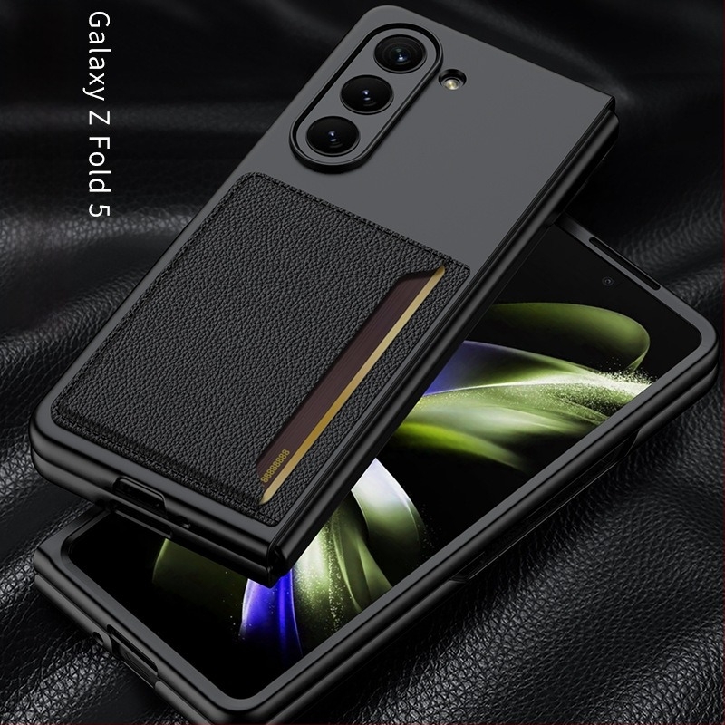 Samsung Galaxy Z Fold5 tok kártyatartóval, matt TPU, hajtogatható pénztárca-stílusú védőtok