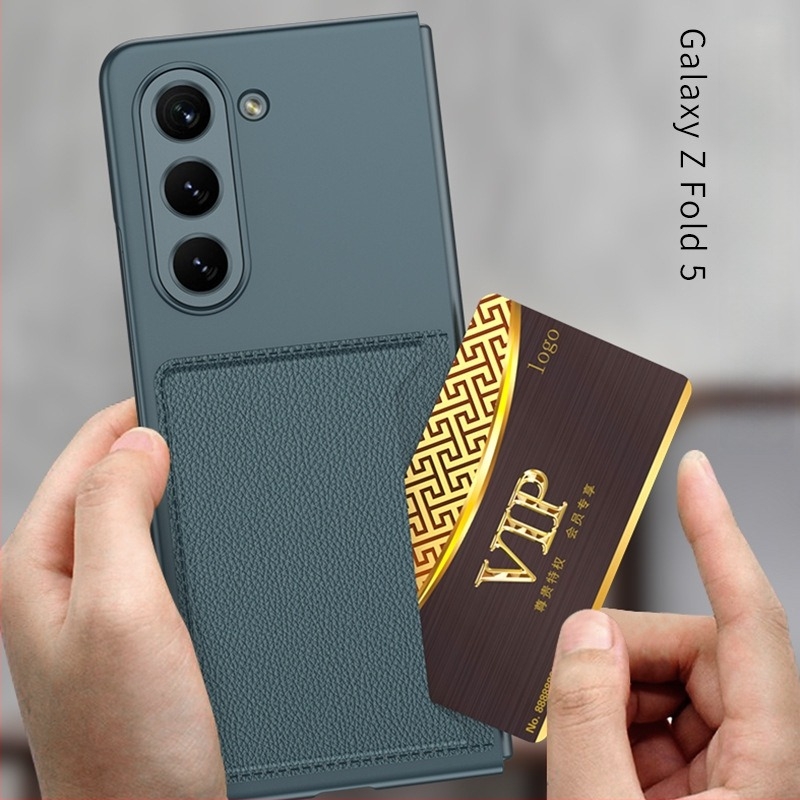 Samsung Galaxy Z Fold5 tok kártyatartóval, matt TPU, hajtogatható pénztárca-stílusú védőtok