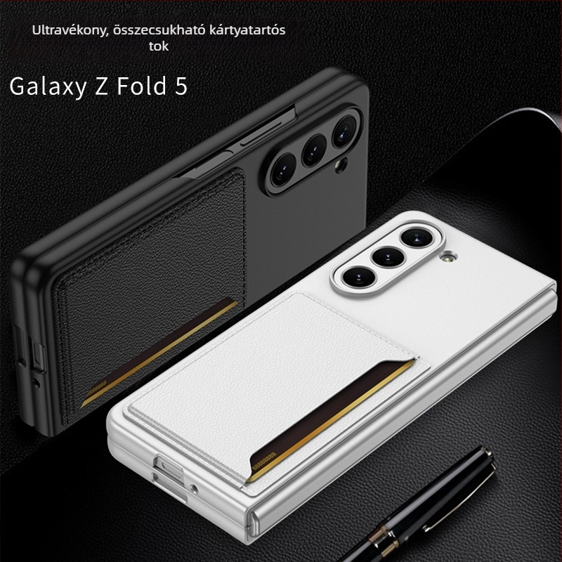 Samsung Galaxy Z Fold5 tok kártyatartóval, matt TPU, hajtogatható pénztárca-stílusú védőtok