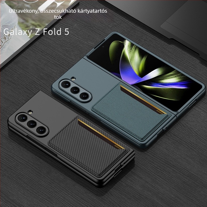 Samsung Galaxy Z Fold5 tok kártyatartóval, matt TPU, hajtogatható pénztárca-stílusú védőtok