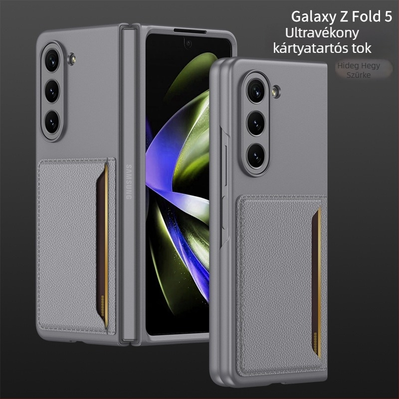 Samsung Galaxy Z Fold5 tok kártyatartóval, matt TPU, hajtogatható pénztárca-stílusú védőtok