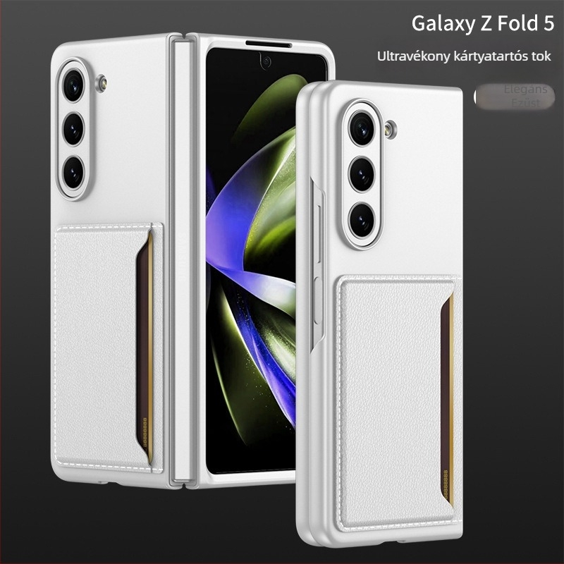Samsung Galaxy Z Fold5 tok kártyatartóval, matt TPU, hajtogatható pénztárca-stílusú védőtok