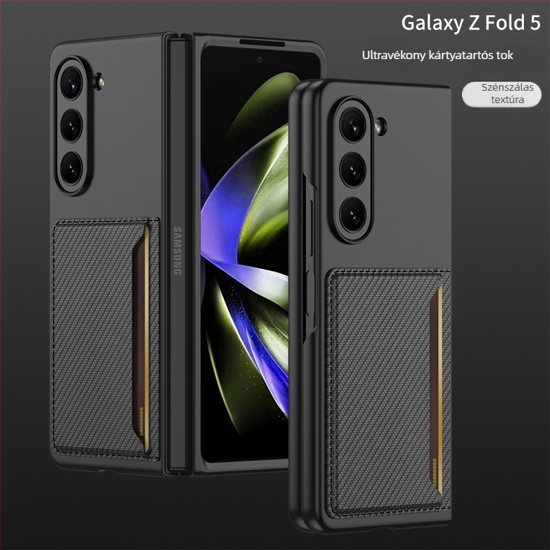 Samsung Galaxy Z Fold5 tok kártyatartóval, matt TPU, hajtogatható pénztárca-stílusú védőtok