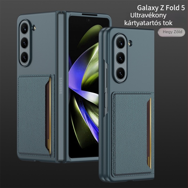 Samsung Galaxy Z Fold5 tok kártyatartóval, matt TPU, hajtogatható pénztárca-stílusú védőtok