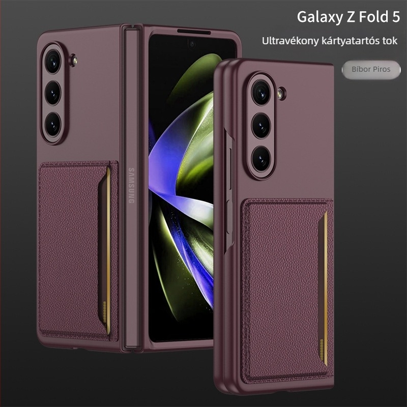 Samsung Galaxy Z Fold5 tok kártyatartóval, matt TPU, hajtogatható pénztárca-stílusú védőtok