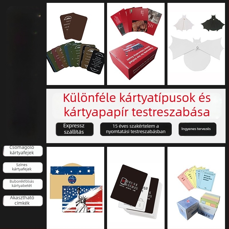 Határokon átívelő kártyanyomtatáshoz testreszabott angol és orosz nyelvű kártyák, társasjátékokhoz és partijátékokhoz