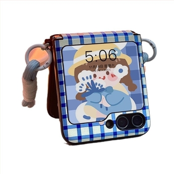 Samsung Galaxy Z Flip6/Z Flip5 kék crossbody tok, tacskó és Micimackó design, ütésvédelmes, műbőr