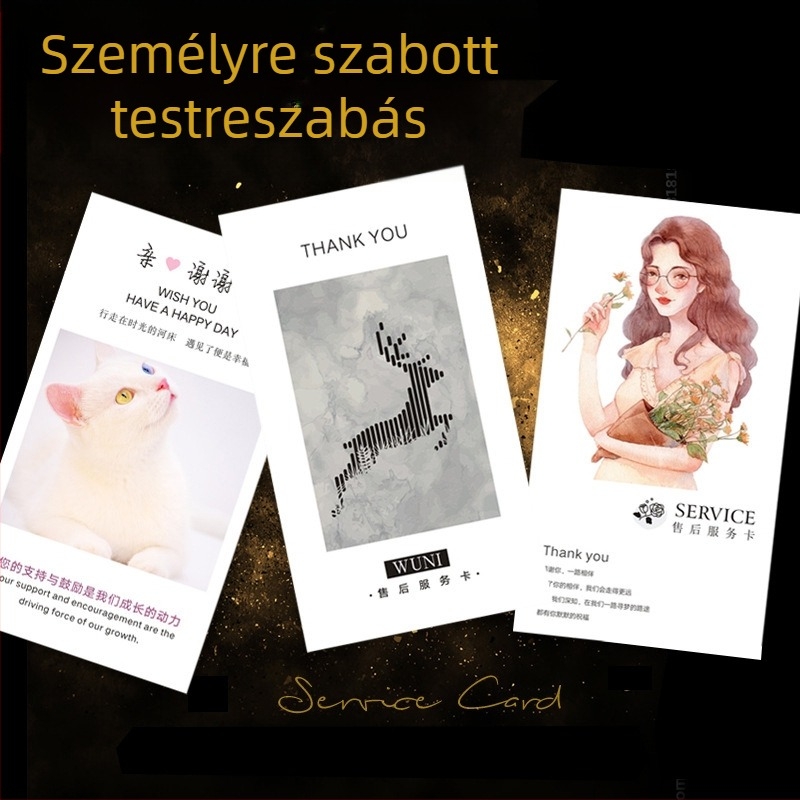 Utólagos szolgáltatási kártya és köszönő kártya fényes papíron, négyszínnyomás