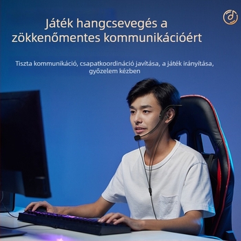 Új vezetékes gaming headset 3,5 mm-es csatlakozóval, univerzális kompatibilitás mobiltelefonhoz és PC-hez, integrált monitorozó mikrofon, kényelmes hosszú viseléshez