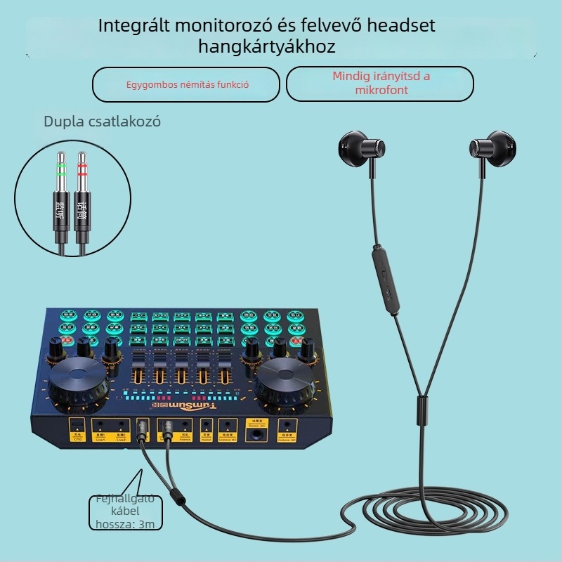 Új vezetékes gaming headset 3,5 mm-es csatlakozóval, univerzális kompatibilitás mobiltelefonhoz és PC-hez, integrált monitorozó mikrofon, kényelmes hosszú viseléshez