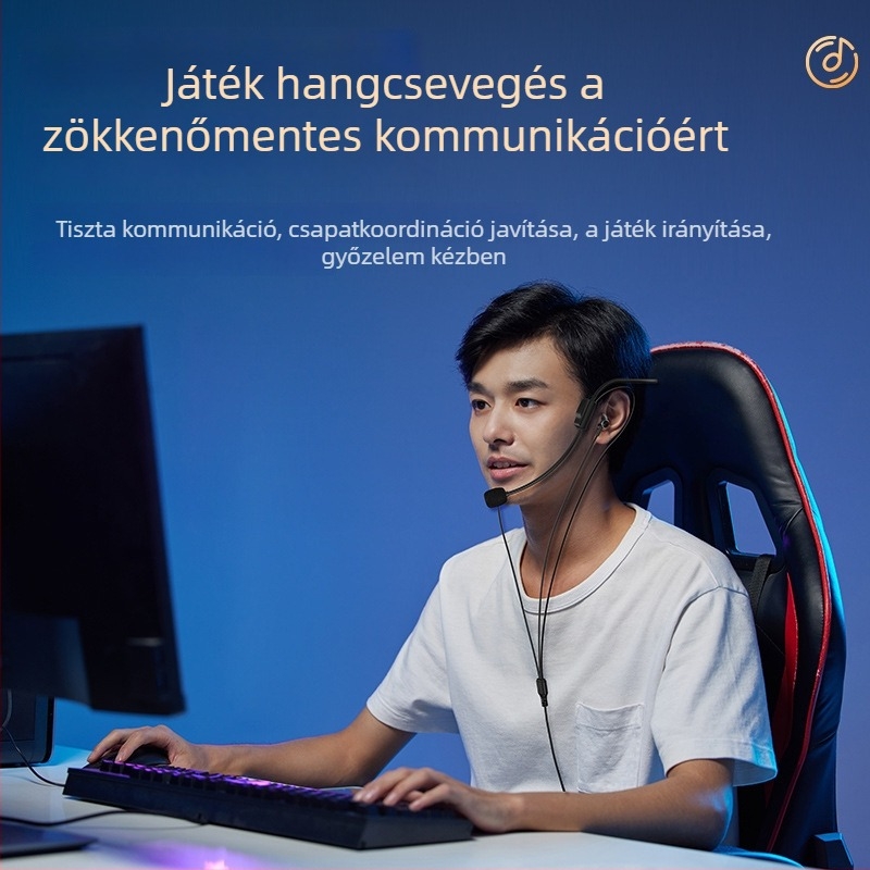Új vezetékes gaming headset 3,5 mm-es csatlakozóval, univerzális kompatibilitás mobiltelefonhoz és PC-hez, integrált monitorozó mikrofon, kényelmes hosszú viseléshez