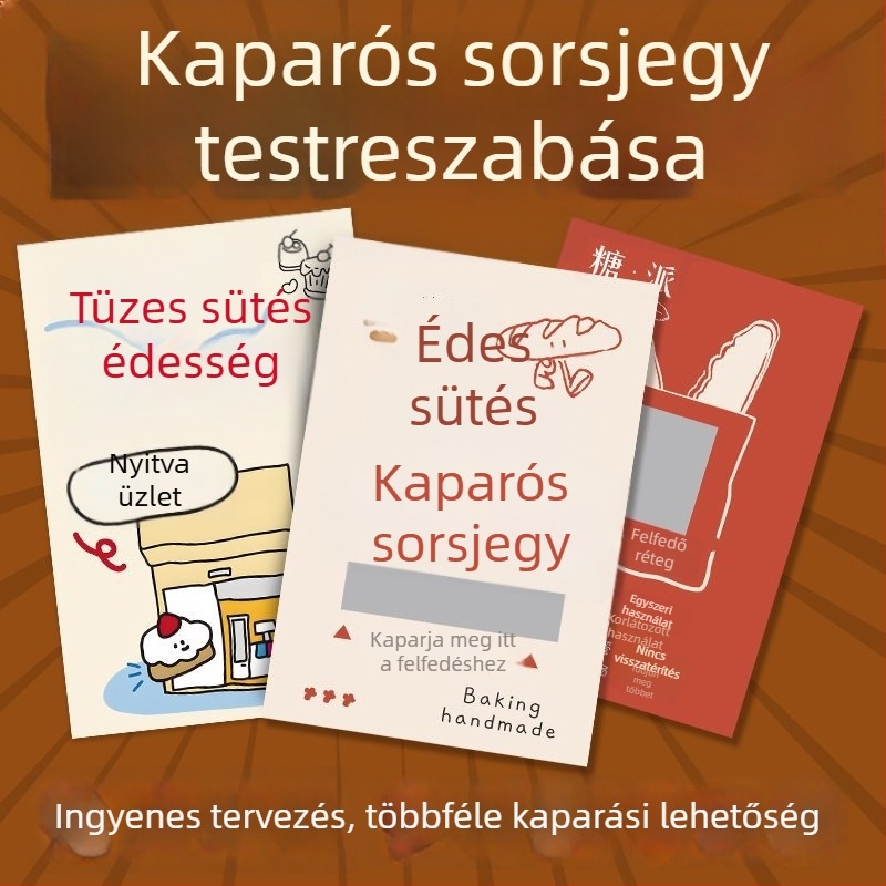 Kaparós kártya nyomtatás süteményes üzletek számára — személyre szabott desszert-kártyák