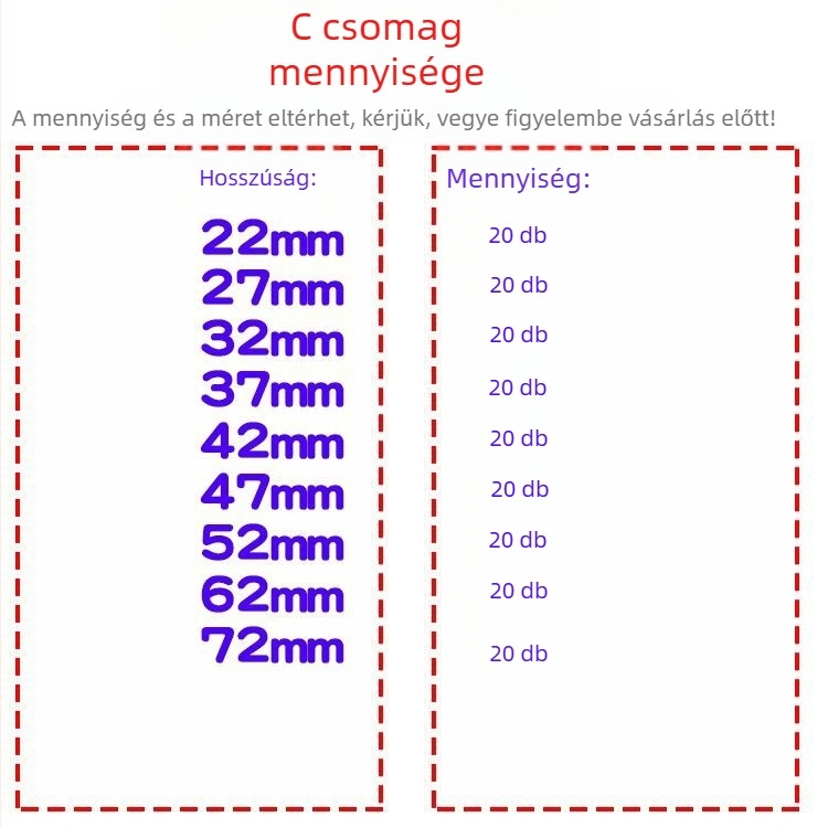 Kiemelkedő erősségű szögek készlet: falakhoz, képek felakasztásához, reklámokhoz, cementhez, 62 mm-es szögpisztolyhoz