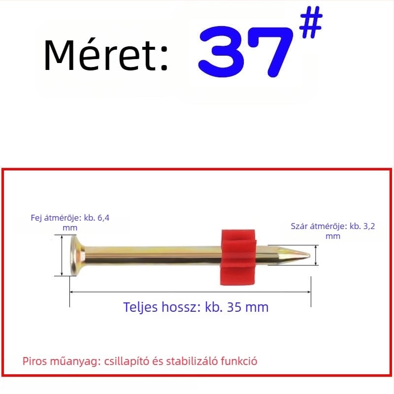 Kiemelkedő erősségű szögek készlet: falakhoz, képek felakasztásához, reklámokhoz, cementhez, 62 mm-es szögpisztolyhoz