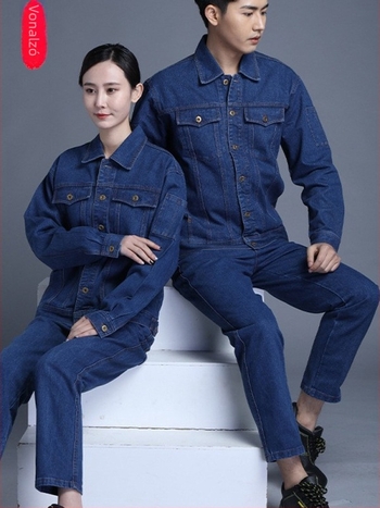 Denim munkaruha autójavításhoz – masszív hosszú ujjú kabát és ruhaszett