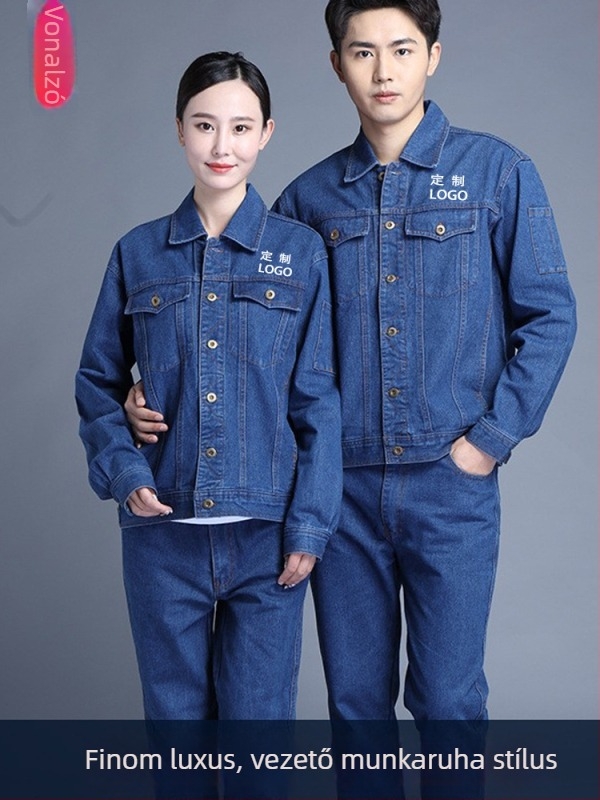 Denim munkaruha autójavításhoz – masszív hosszú ujjú kabát és ruhaszett
