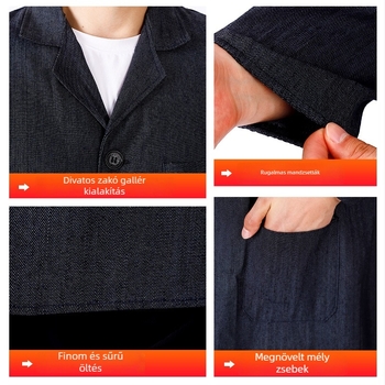 Denim hosszú munkakabát porvédő, kopásálló
