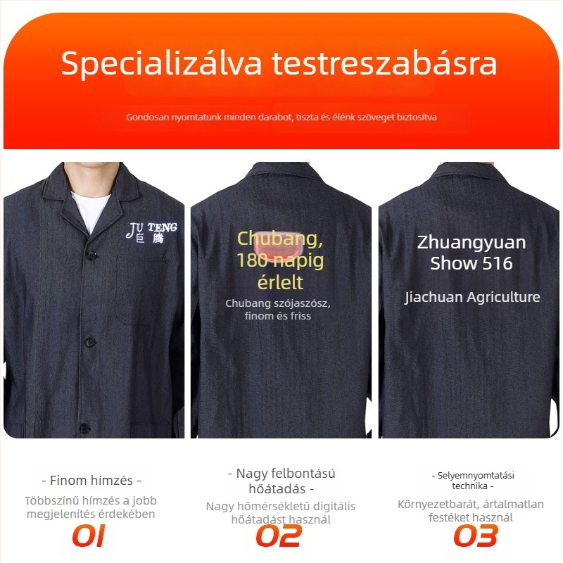 Denim hosszú munkakabát porvédő, kopásálló